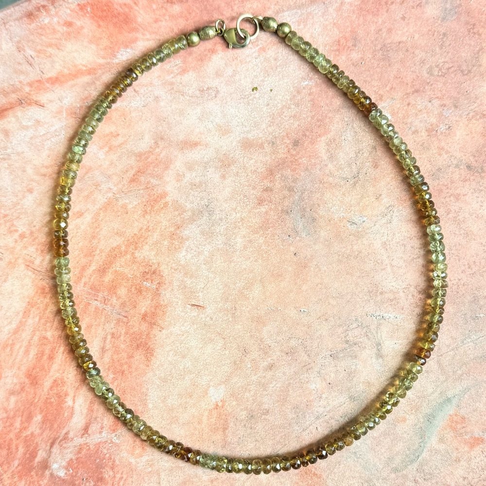 Handmade gradient gemstone green grossular garnet necklace